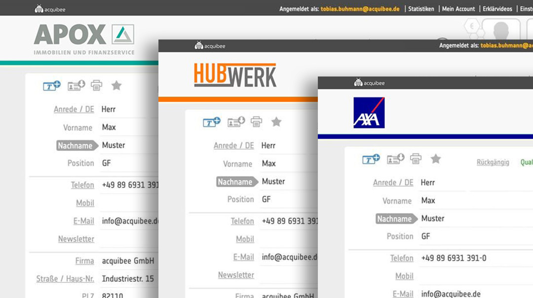 acquibee - Passt sich deinem Unternehmen an, inklusive Logo und Farben
